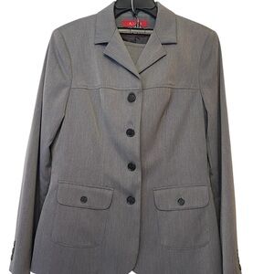 Classic Light Gray Woman’s Suit Blazer with Button Detail
